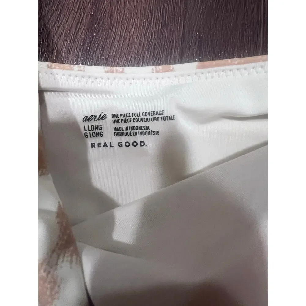 Aerie Leopard Wrap One Piece Swimsuit Full Coverage Animal Print NWT L Long